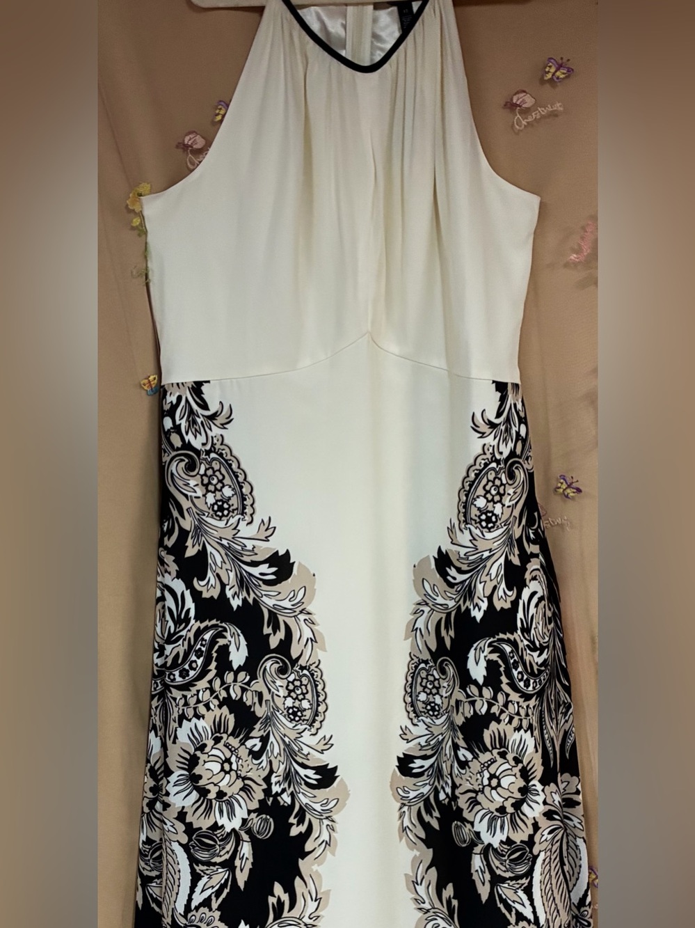 White House Black Market Passion Scroll Halter Maxi Dress NWT Size 12